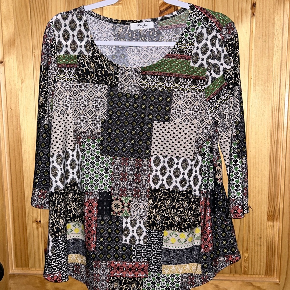 Patchwork Print Women's Top